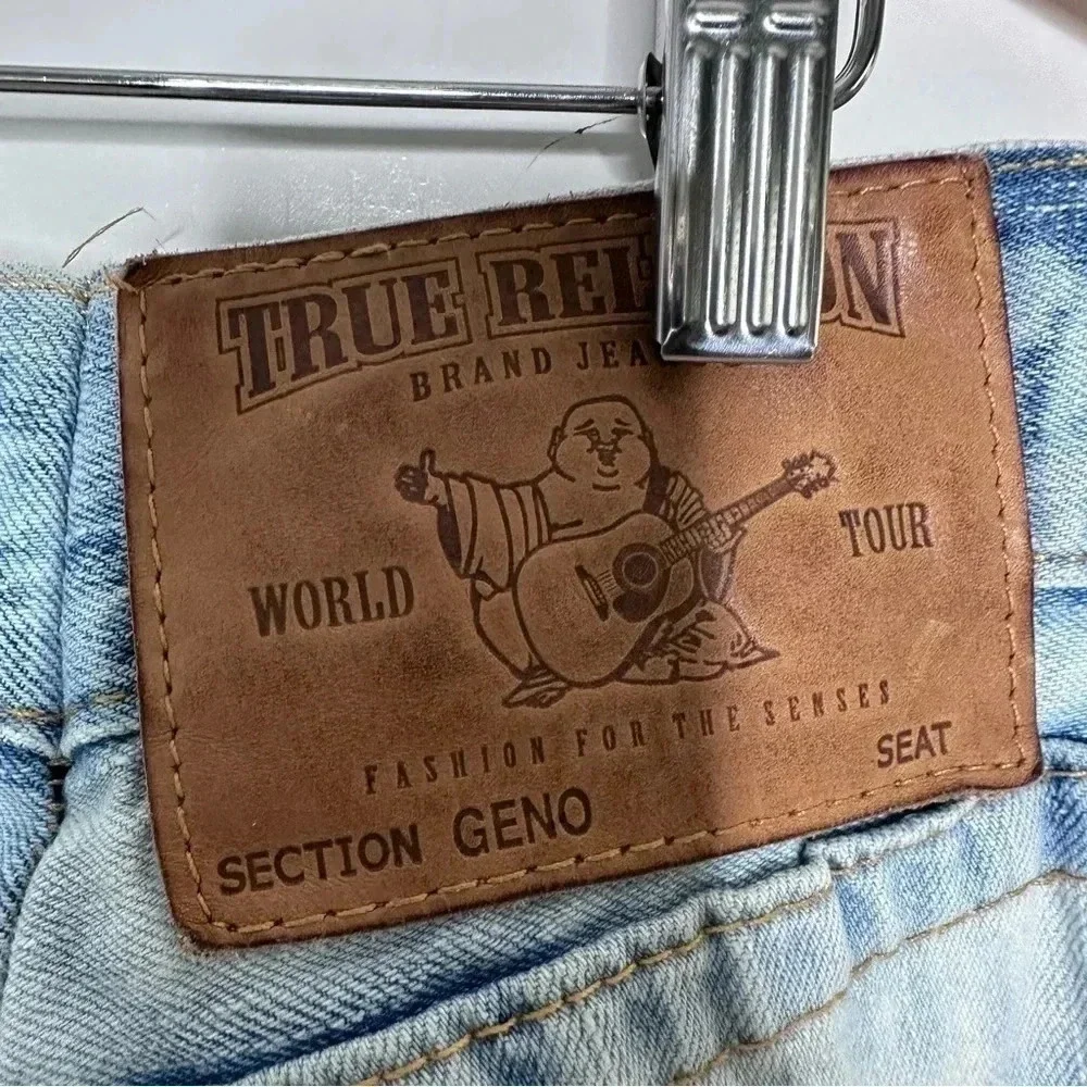 True Religion Mens Light Antelope Bleached Geno Slim Jeans